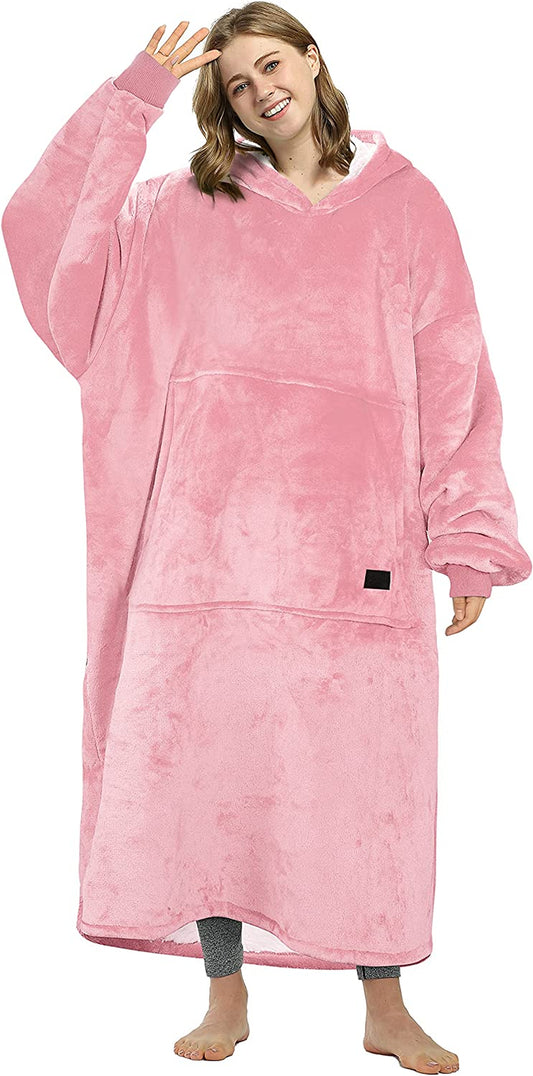 Oversized Blanket Hoodie Sweatshirt, Wearable Sherpa Lounging Pullover for Adults Women Men